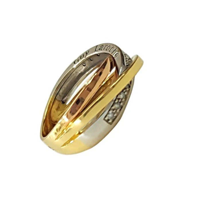 Bague Alliance GUY LAROCHE en or blanc, or jaune, or rose et diamants - Image 3