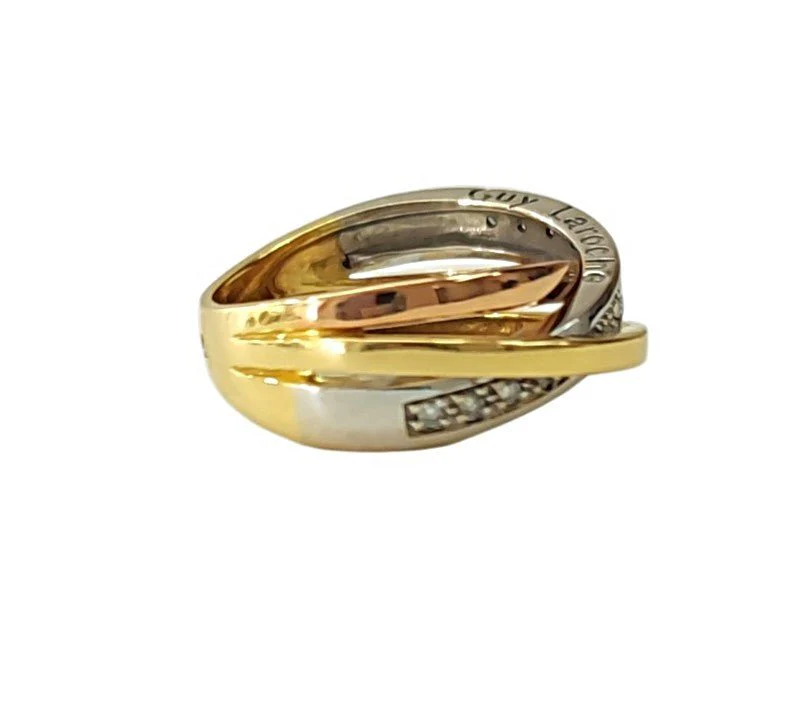 Bague Alliance GUY LAROCHE en or blanc, or jaune, or rose et diamants - Image 4