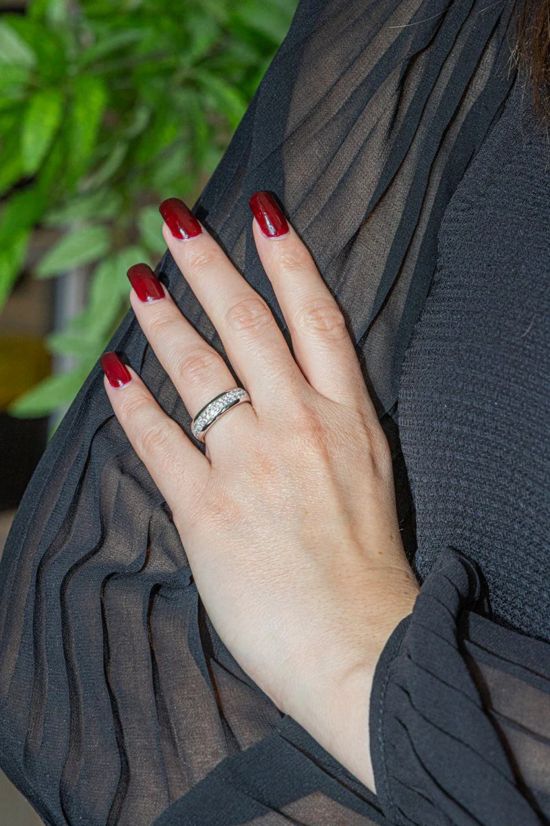 Bague Alliance en Or blanc et Diamant - Image 2