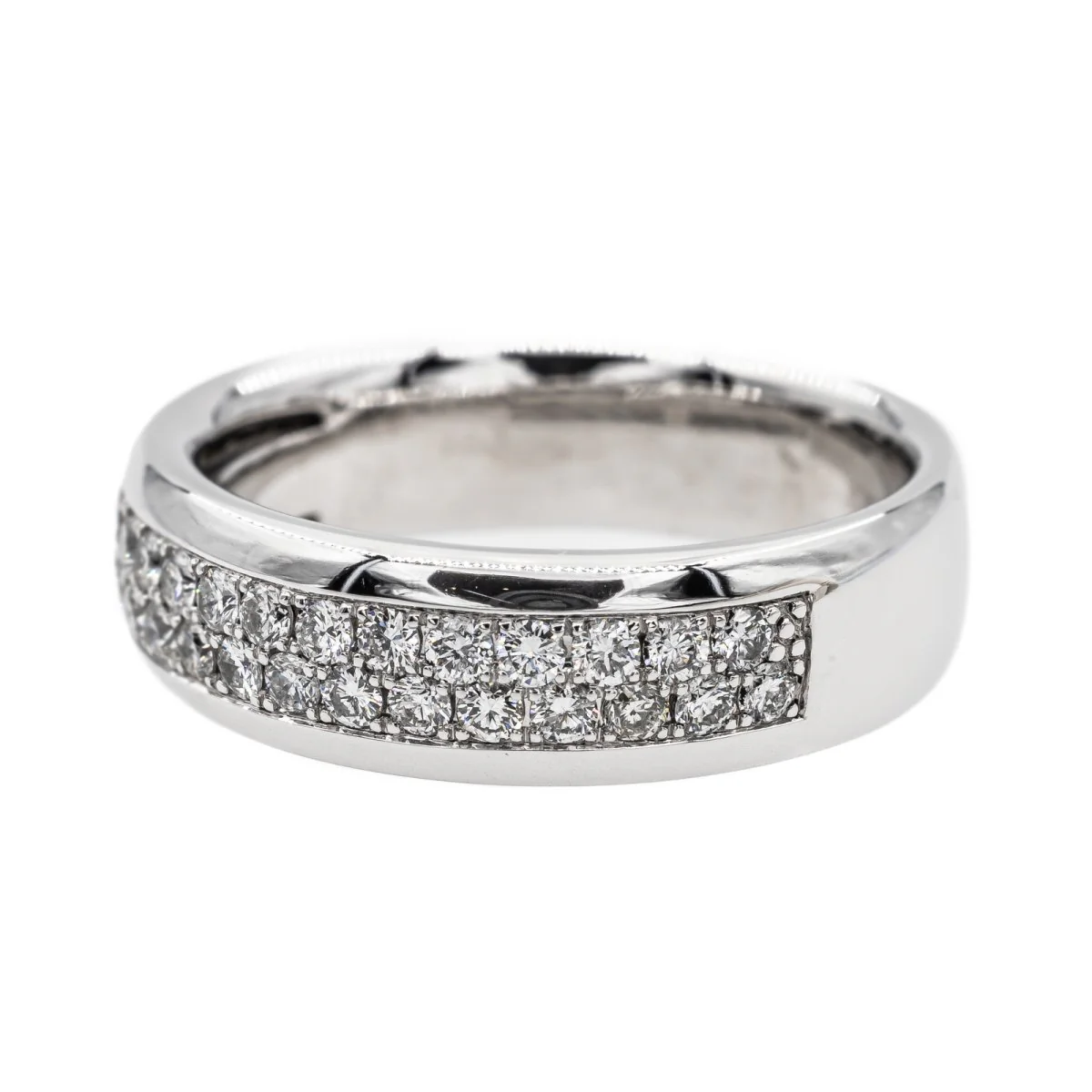 Bague Alliance en Or blanc et Diamant - Image 3