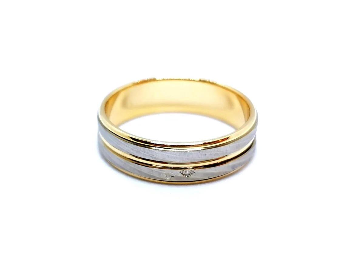Bague Alliance or jaune et or blanc - Image 2