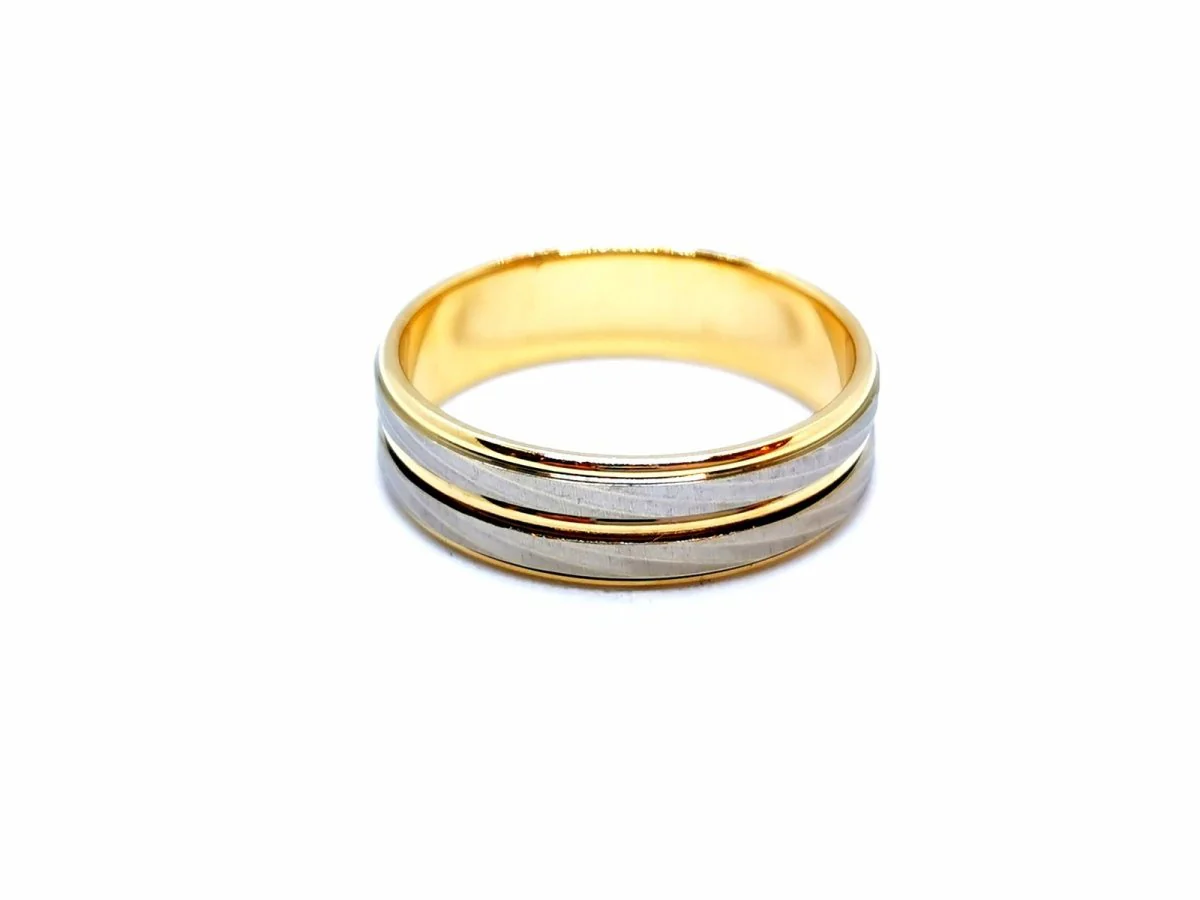 Bague Alliance or jaune et or blanc - Image 4