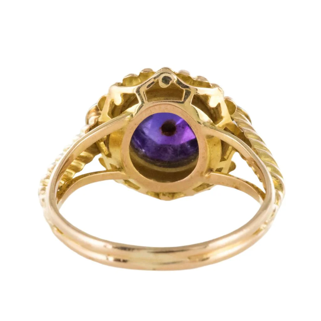 Bague Cocktail en or jaune, améthyste et diamants - Image 4