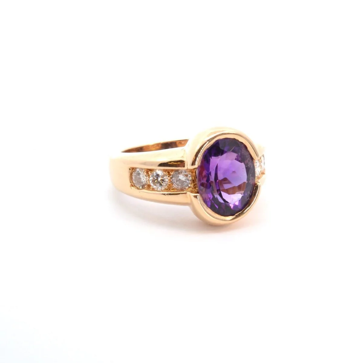 Bague améthyste et diamants en or jaune 18k - Image 3