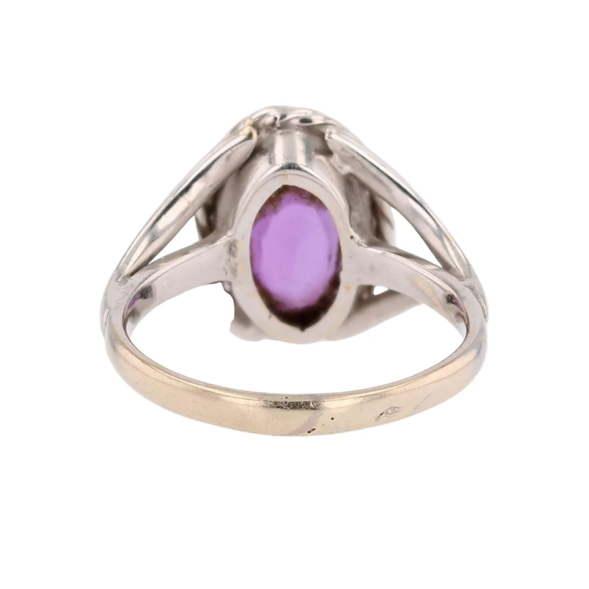 Bague Chevalière en or blanc et améthyste - Image 4
