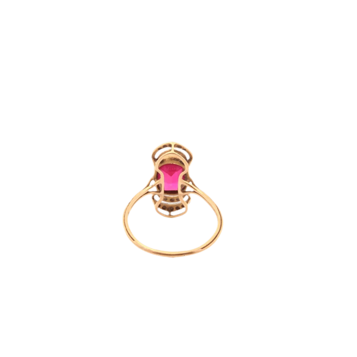 Bague en or jaune, platine, rubis et diamants - Image 3