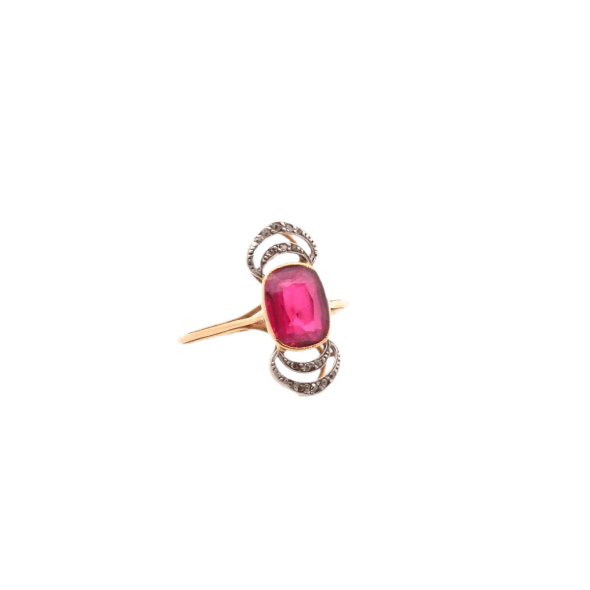 Bague en or jaune, platine, rubis et diamants - Image 4