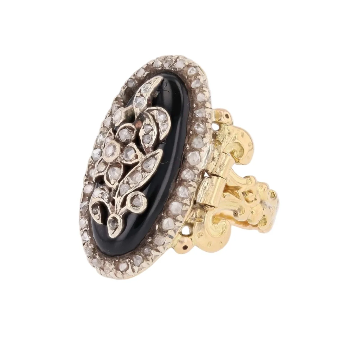 Bague en or jaune, onyx et diamants - Image 3