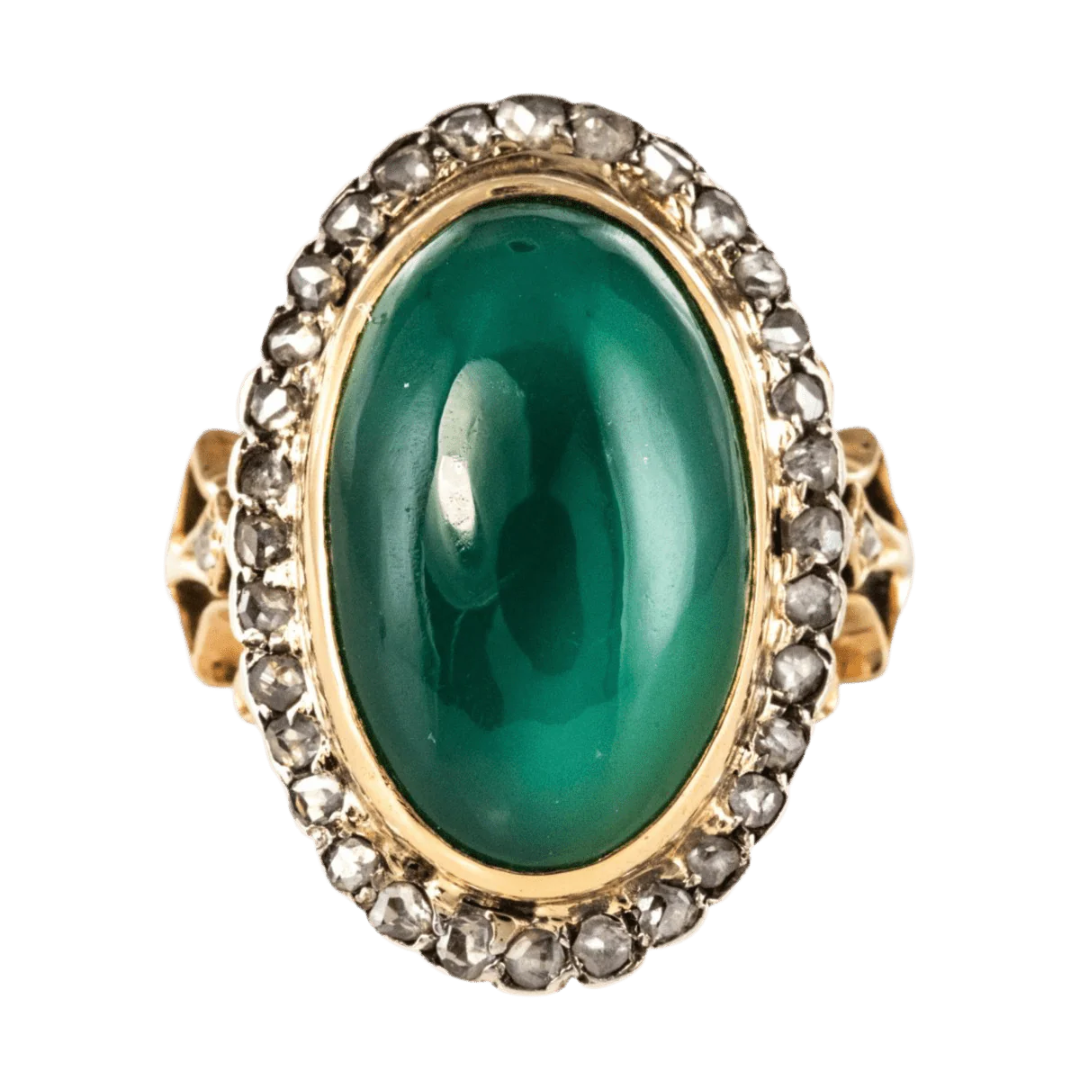 Bague Pompadour en or rose, argent, agate et diamants