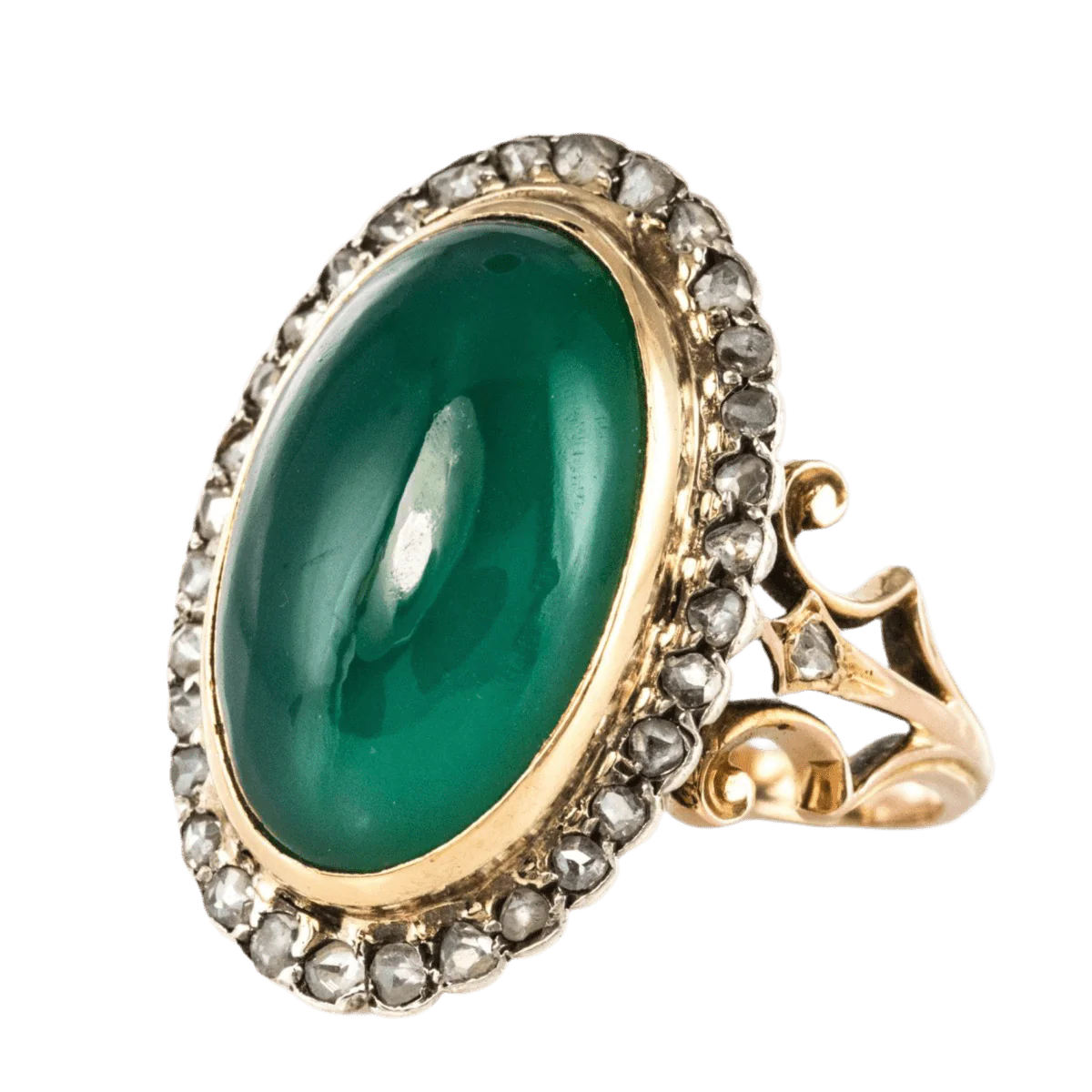 Bague Pompadour en or rose, argent, agate et diamants - Image 3