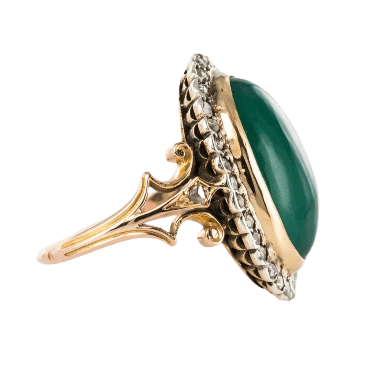 Bague Pompadour en or rose, argent, agate et diamants - Image 5