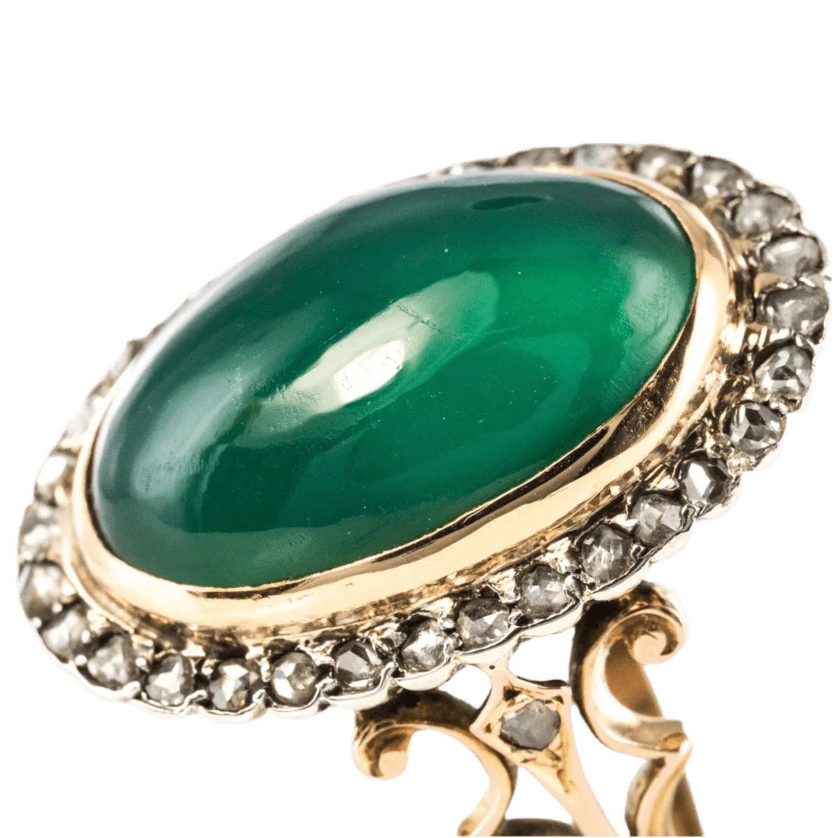 Bague Pompadour en or rose, argent, agate et diamants - Image 6