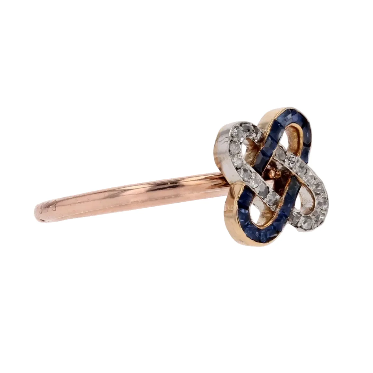 Bague Jonc en or rose, saphirs et diamants - Image 4