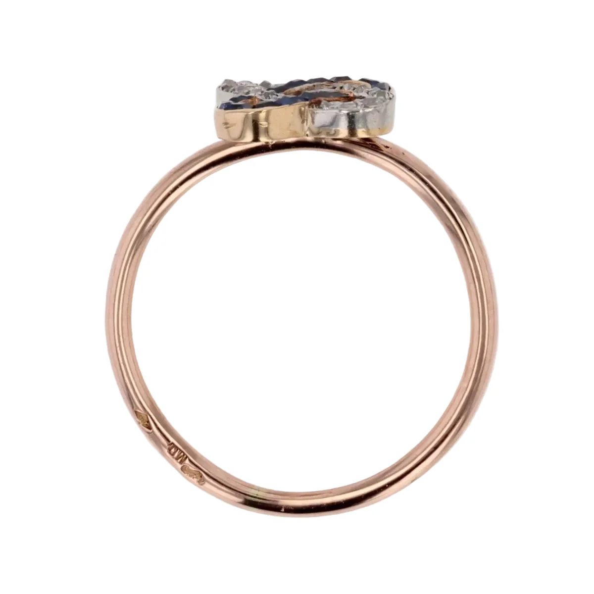 Bague Jonc en or rose, saphirs et diamants - Image 5