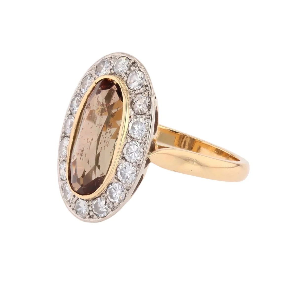 Bague Entourage en or jaune, platine, andalousite et diamants - Image 3