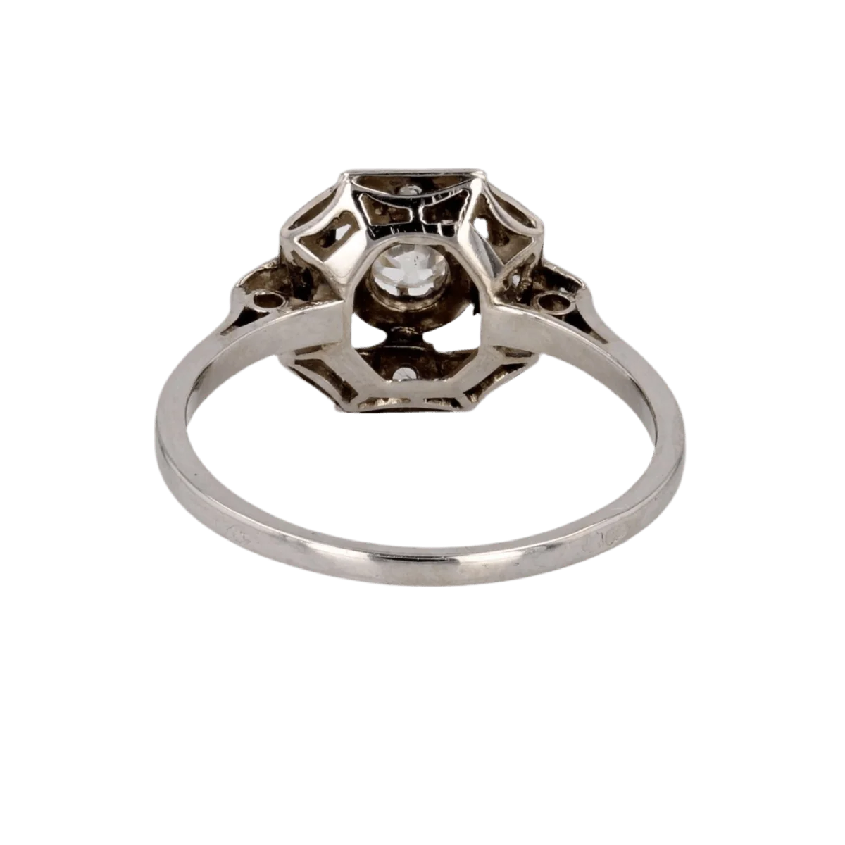 Bague Entourage en or blanc, platine et diamants - Image 4