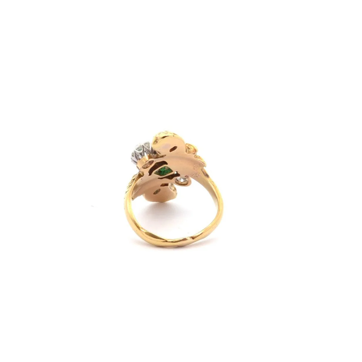 Bague Toi et Moi en or jaune, émeraude et diamants - Image 5