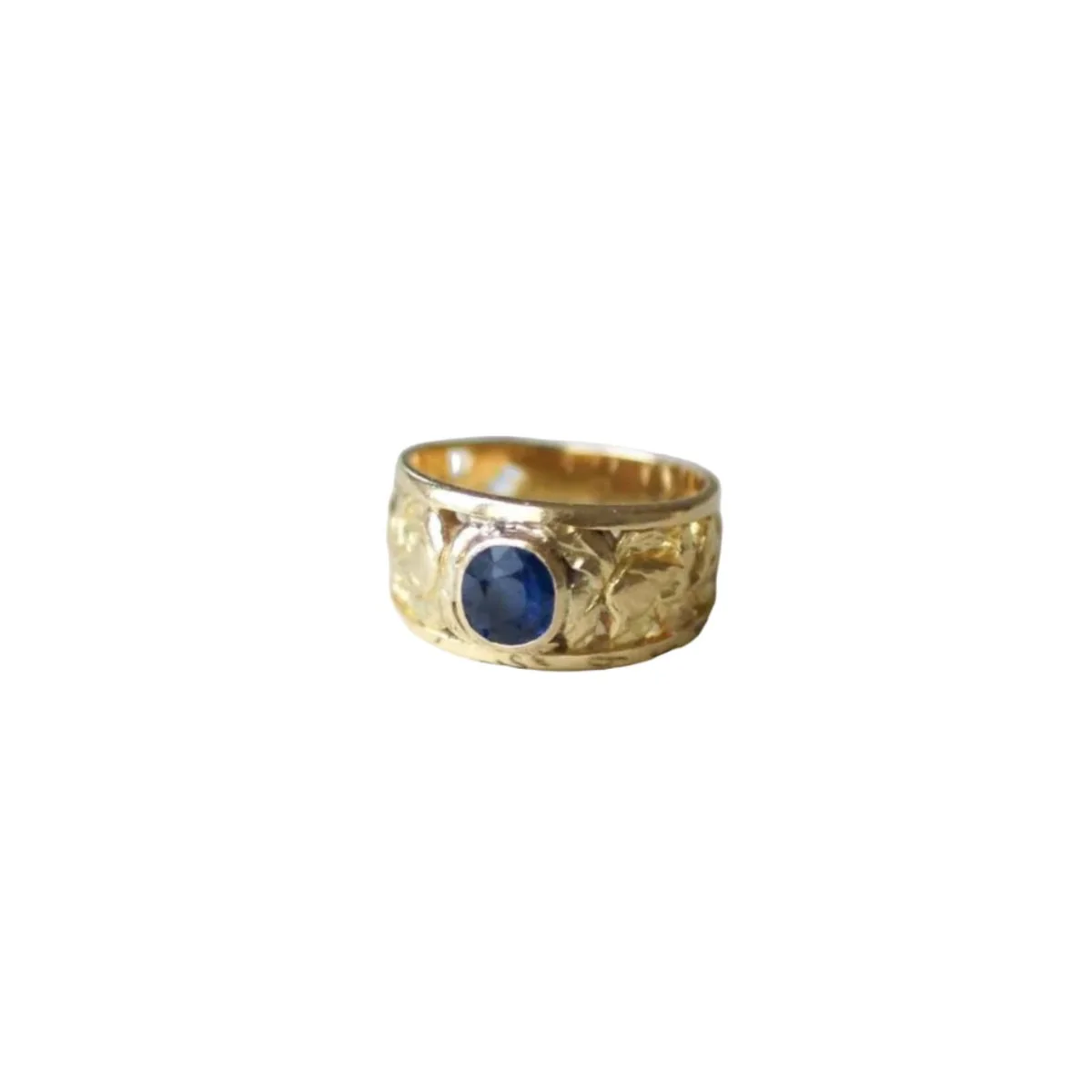 Bague Bandeau en or jaune et saphir