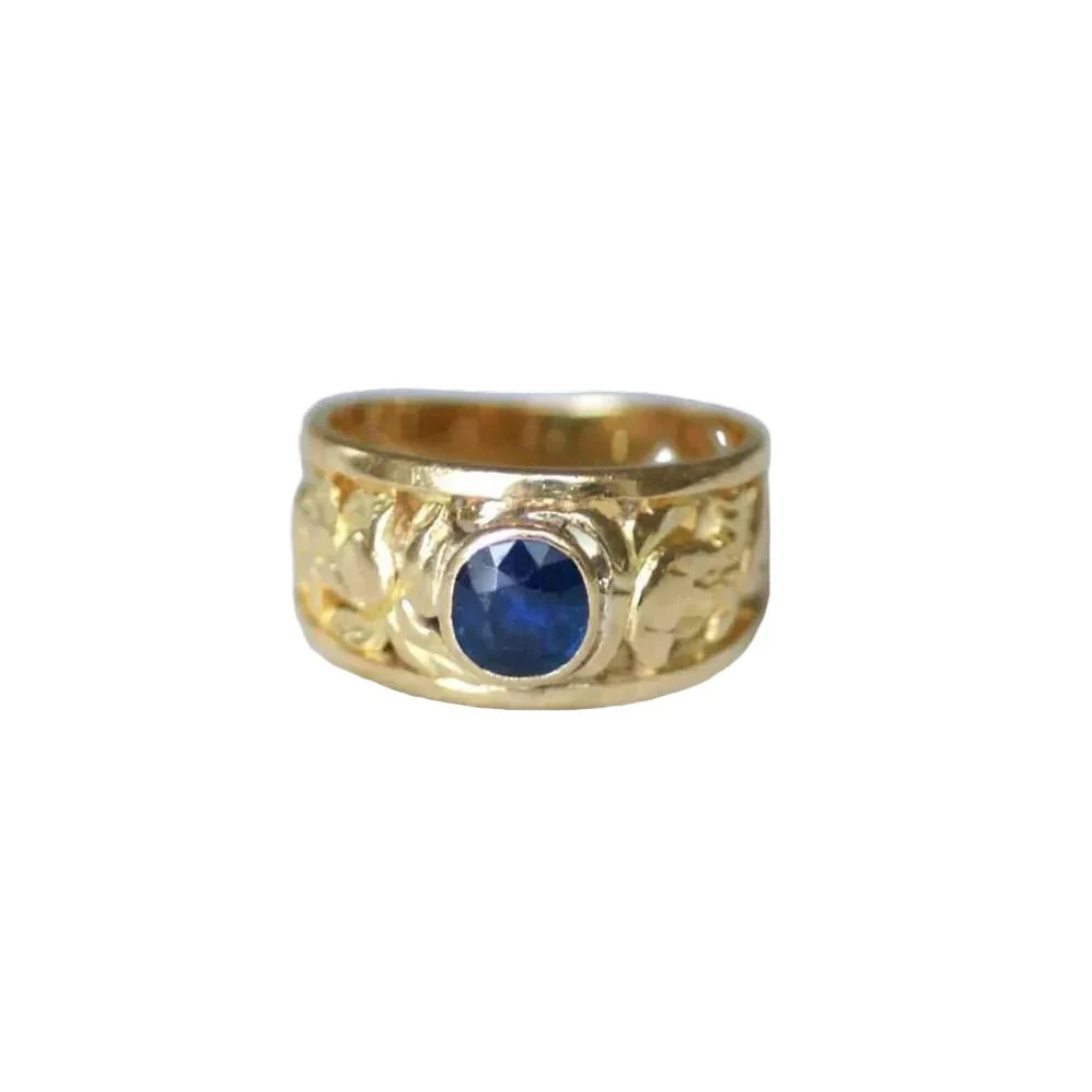 Bague Bandeau en or jaune et saphir - Image 3