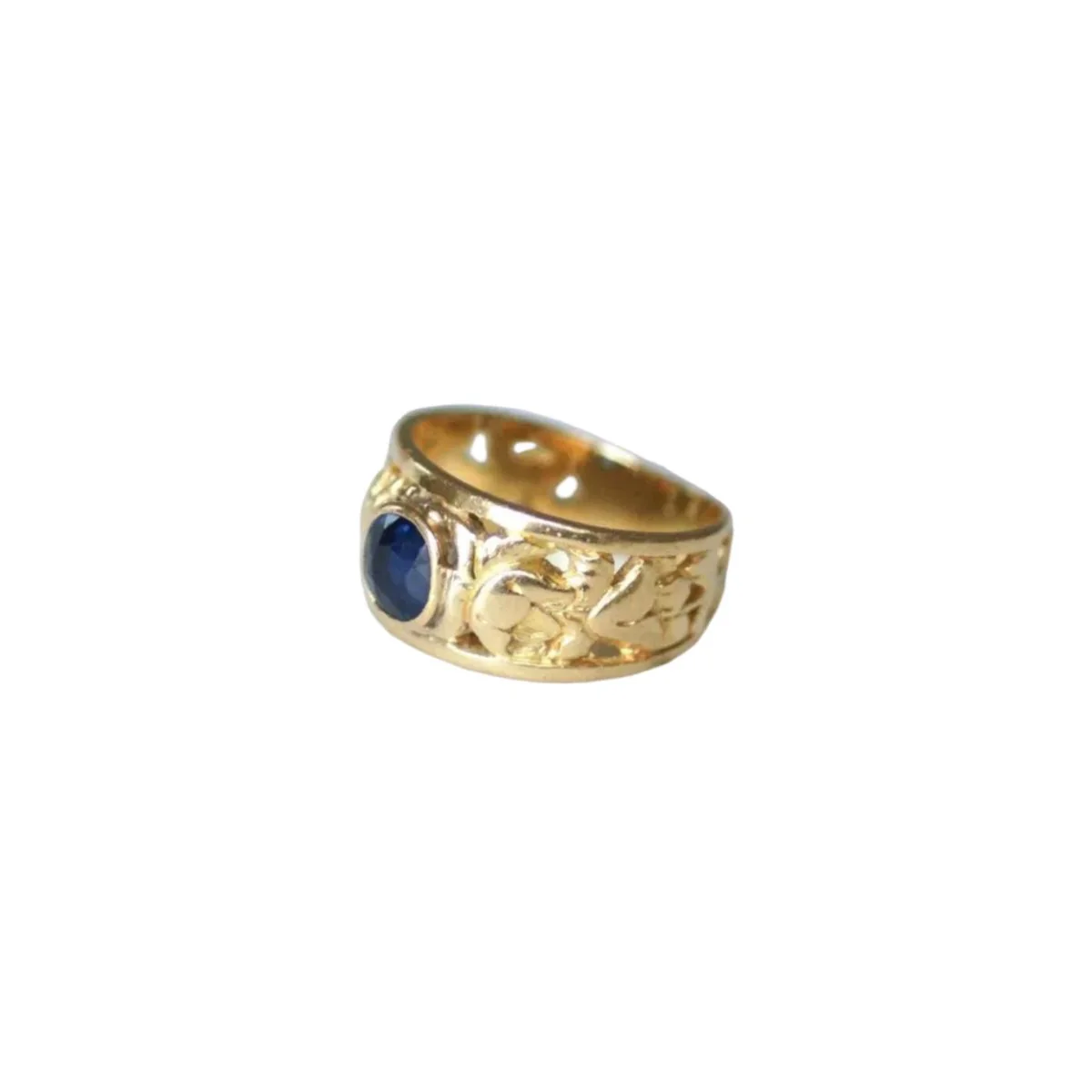 Bague Bandeau en or jaune et saphir - Image 4