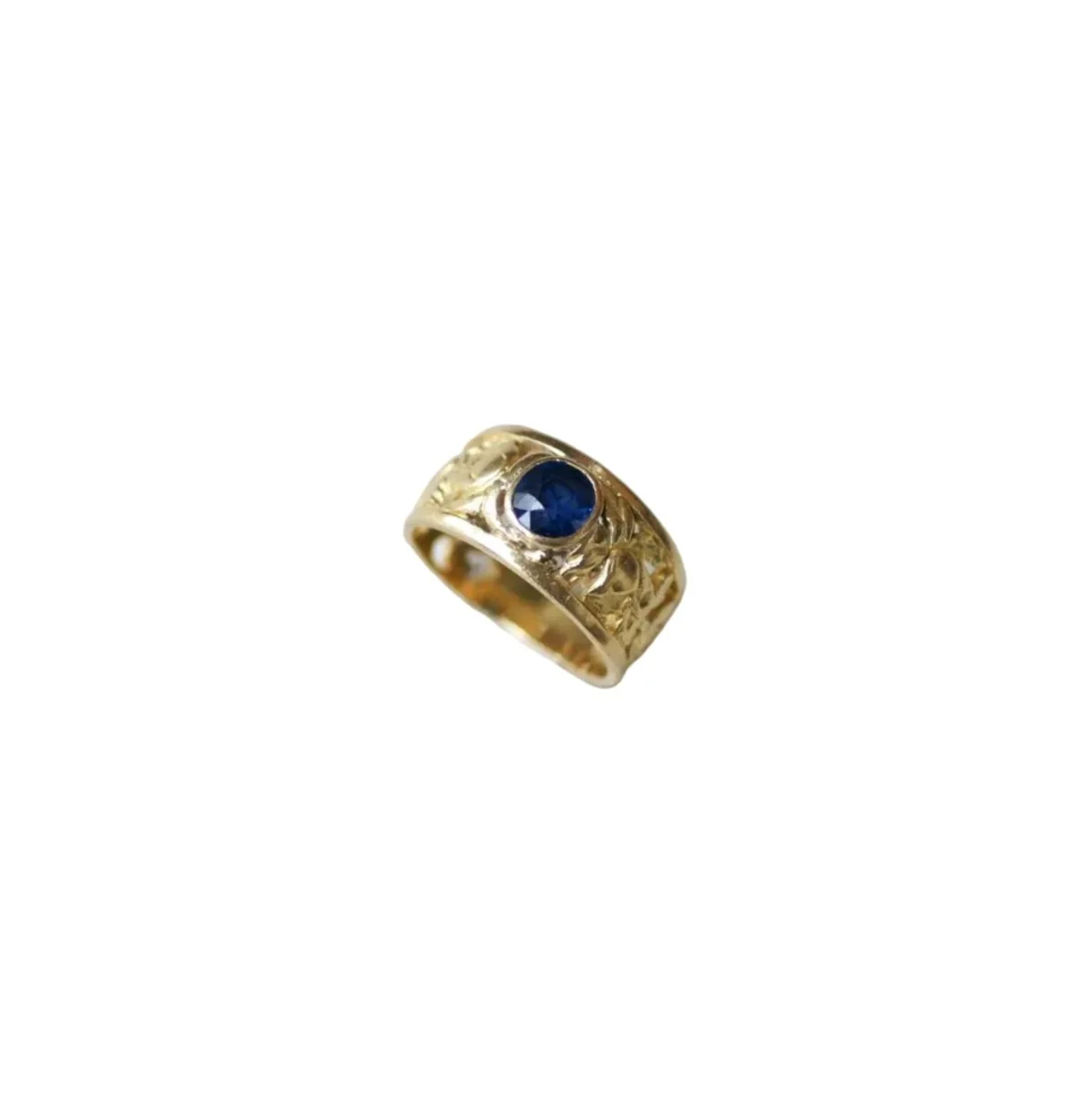 Bague Bandeau en or jaune et saphir - Image 5