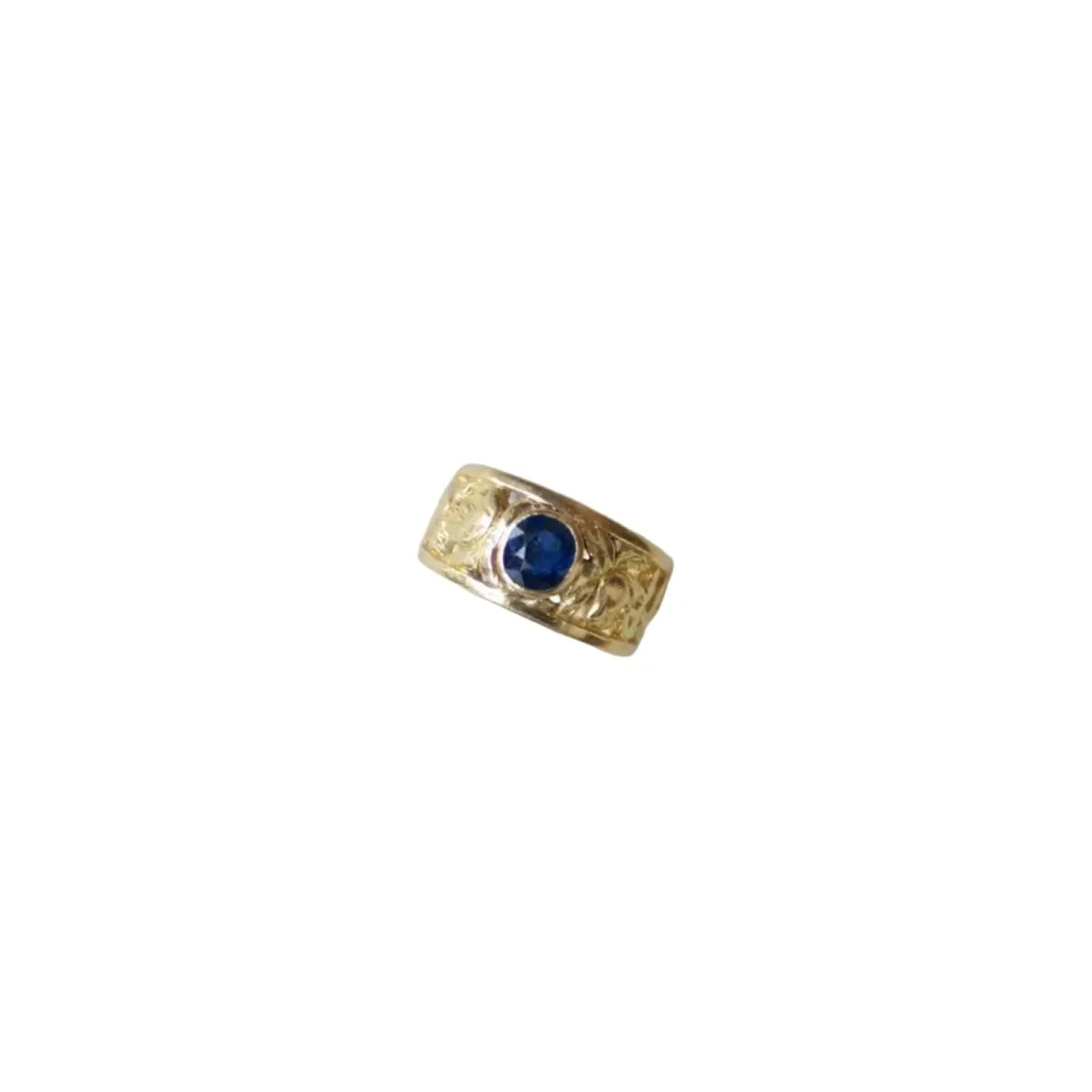Bague Bandeau en or jaune et saphir - Image 7