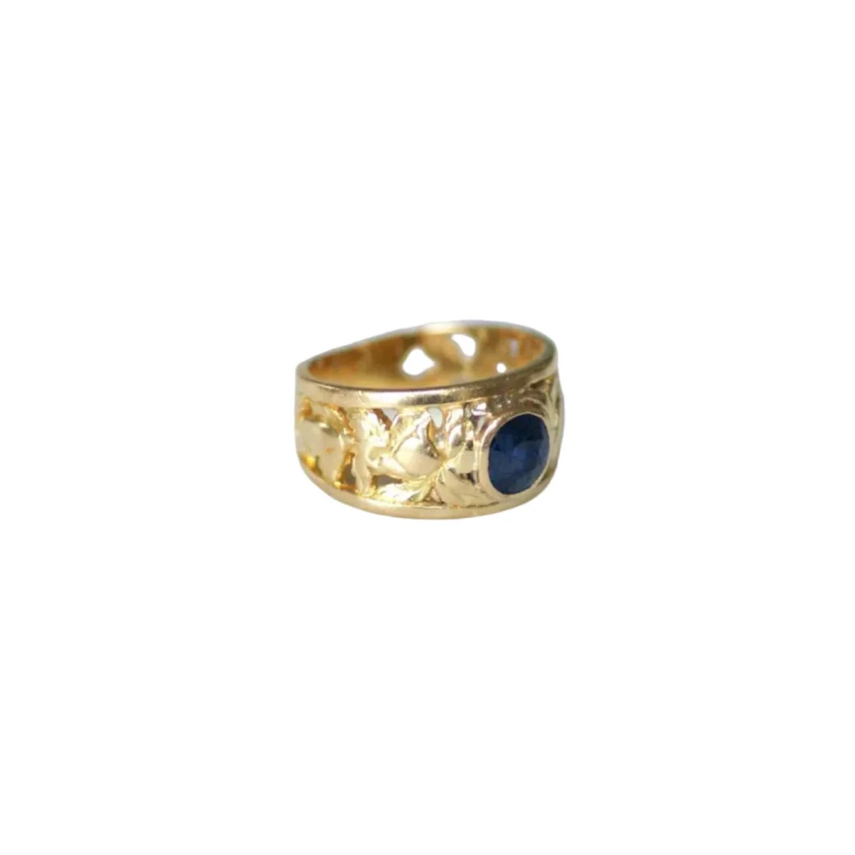 Bague Bandeau en or jaune et saphir - Image 8