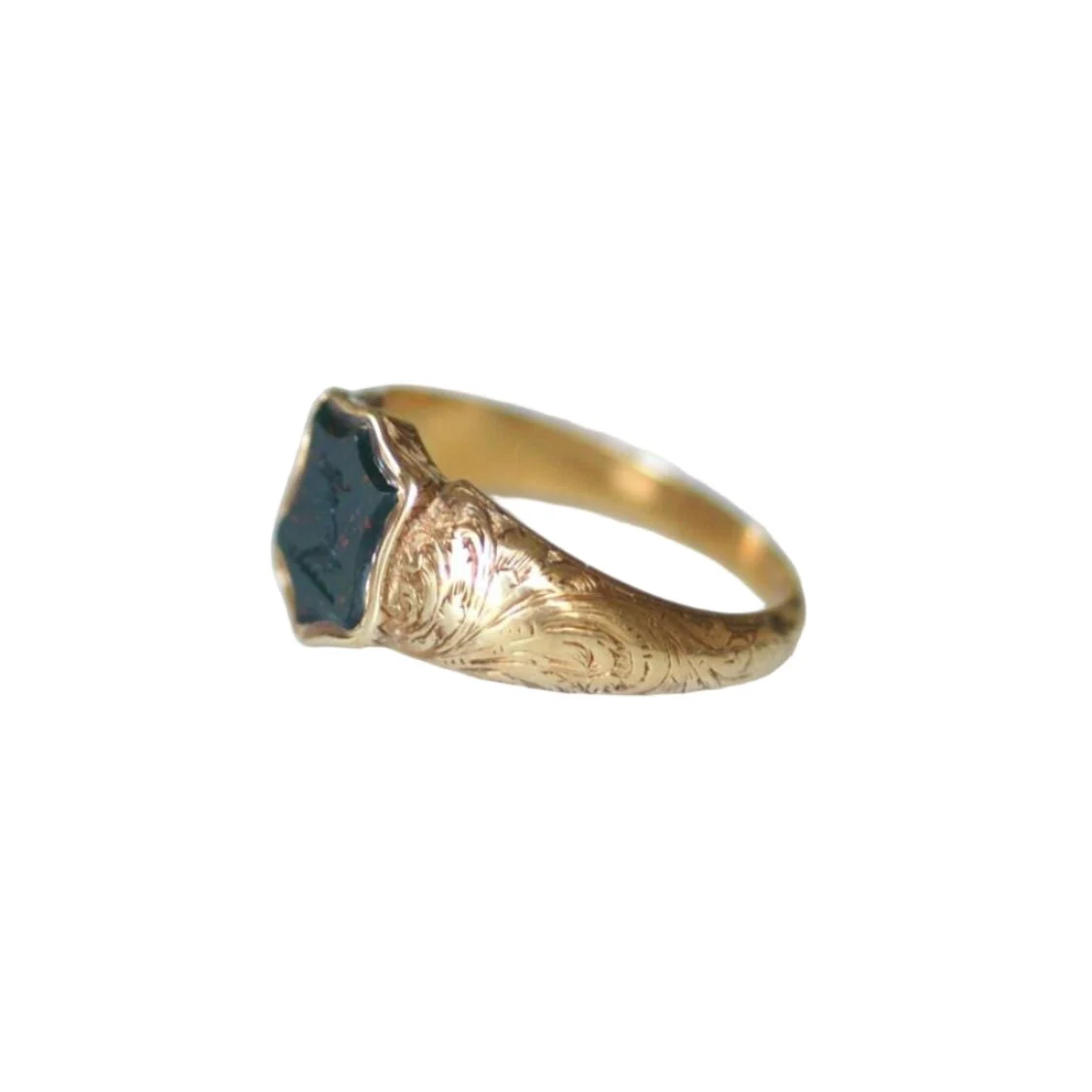 Bague Chevalière en or jaune et jaspe - Image 3