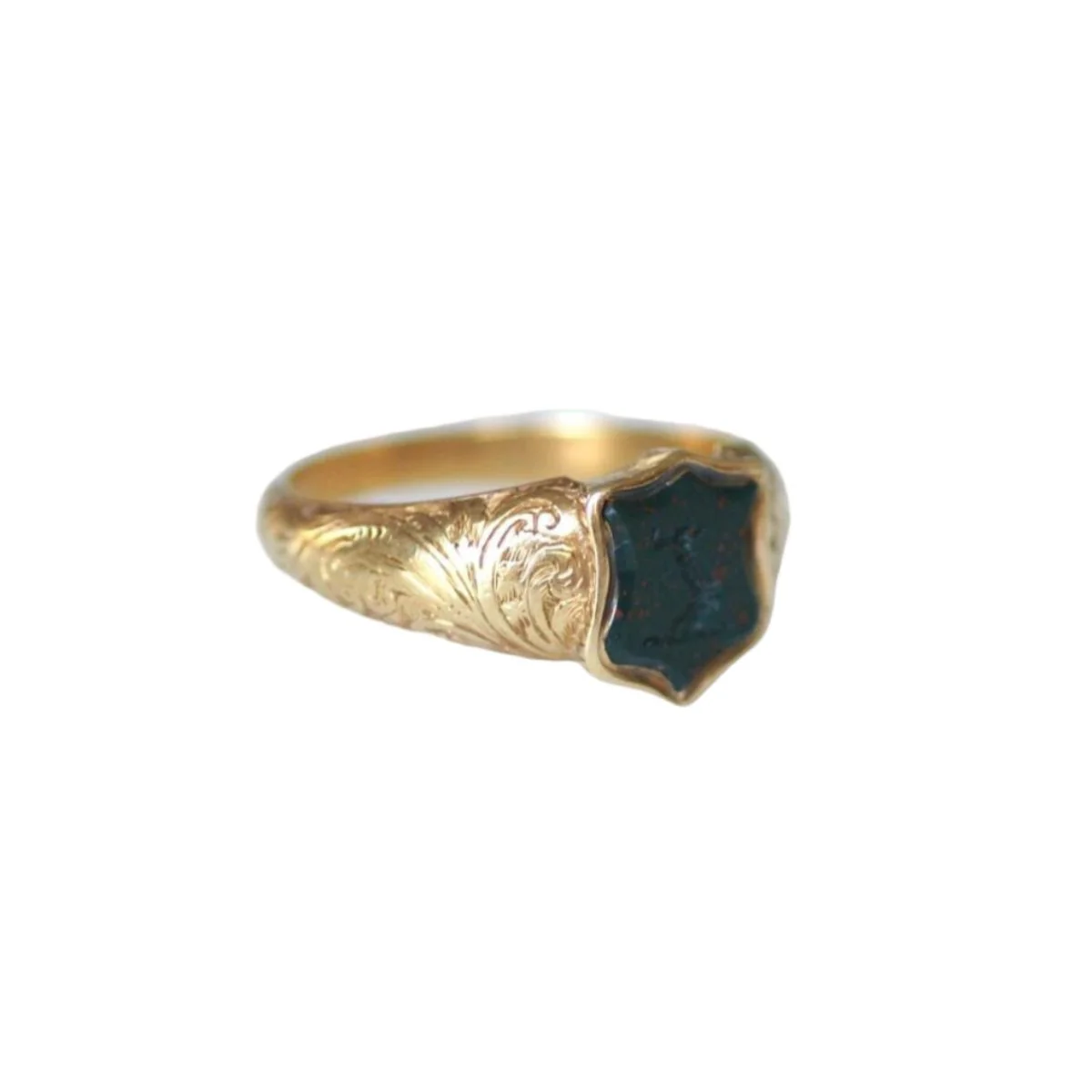 Bague Chevalière en or jaune et jaspe - Image 5