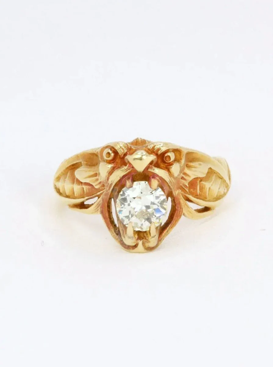 Bague ancienne chimère or diamant 0,95 ct