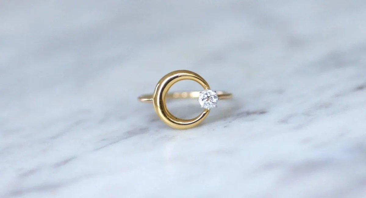 Bague croissant de lune diamant et or