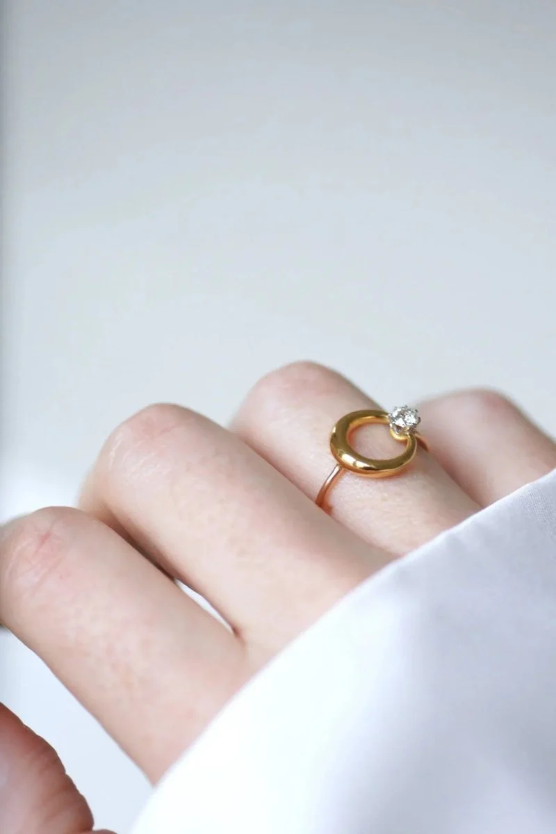 Bague croissant de lune diamant et or - Image 2