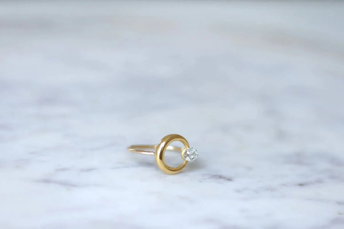 Bague croissant de lune diamant et or - Image 3