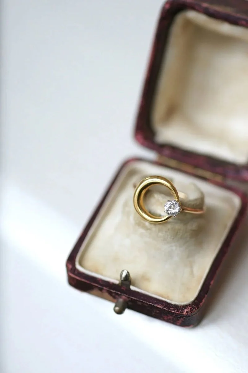 Bague croissant de lune diamant et or - Image 4
