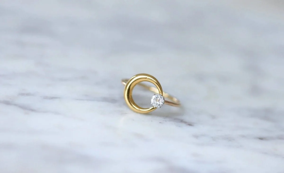 Bague croissant de lune diamant et or - Image 6