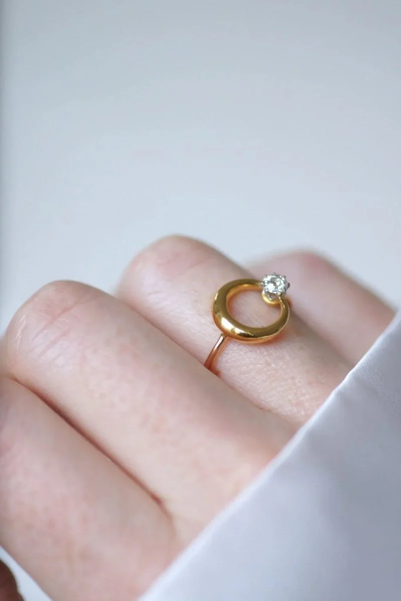 Bague croissant de lune diamant et or - Image 7