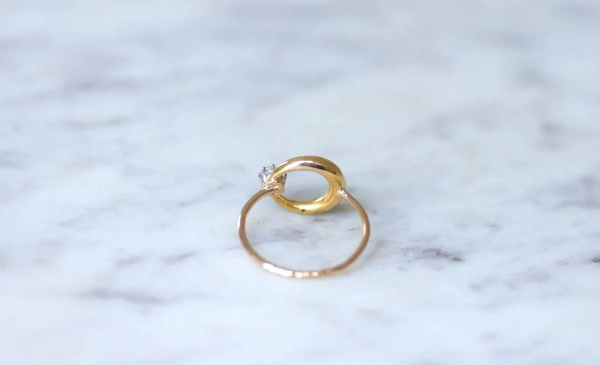 Bague croissant de lune diamant et or - Image 8