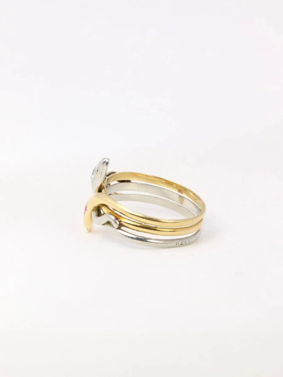 Bague ancienne deux serpents en or, diamant et rubis - XIXe siècle - Image 5