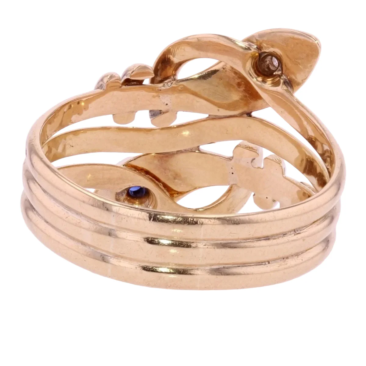 Bague en or jaune, saphir et diamant - Image 4