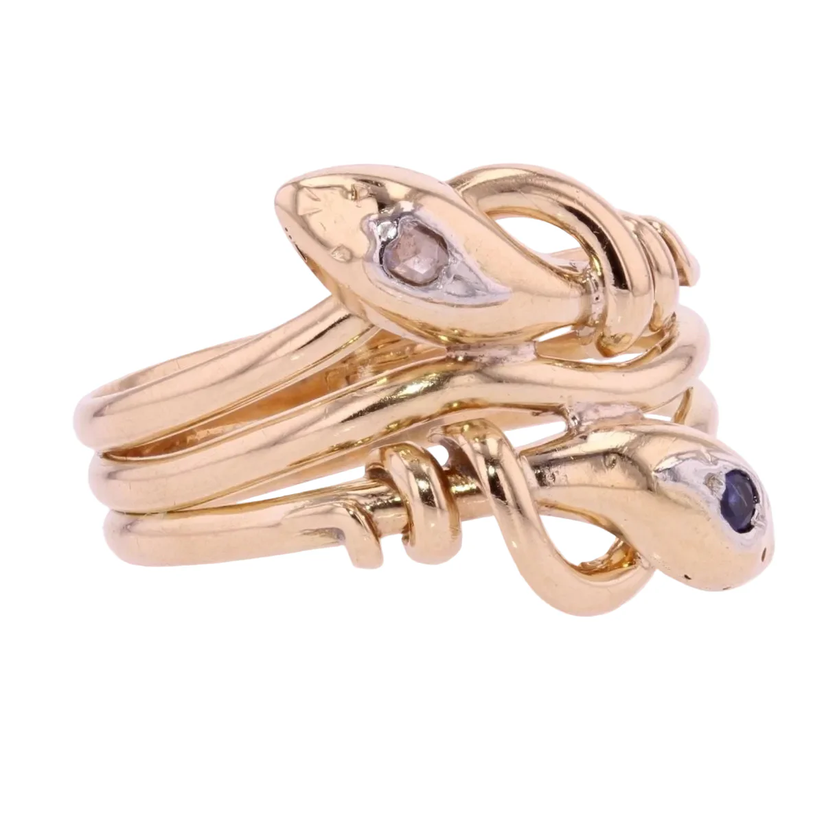 Bague en or jaune, saphir et diamant - Image 5