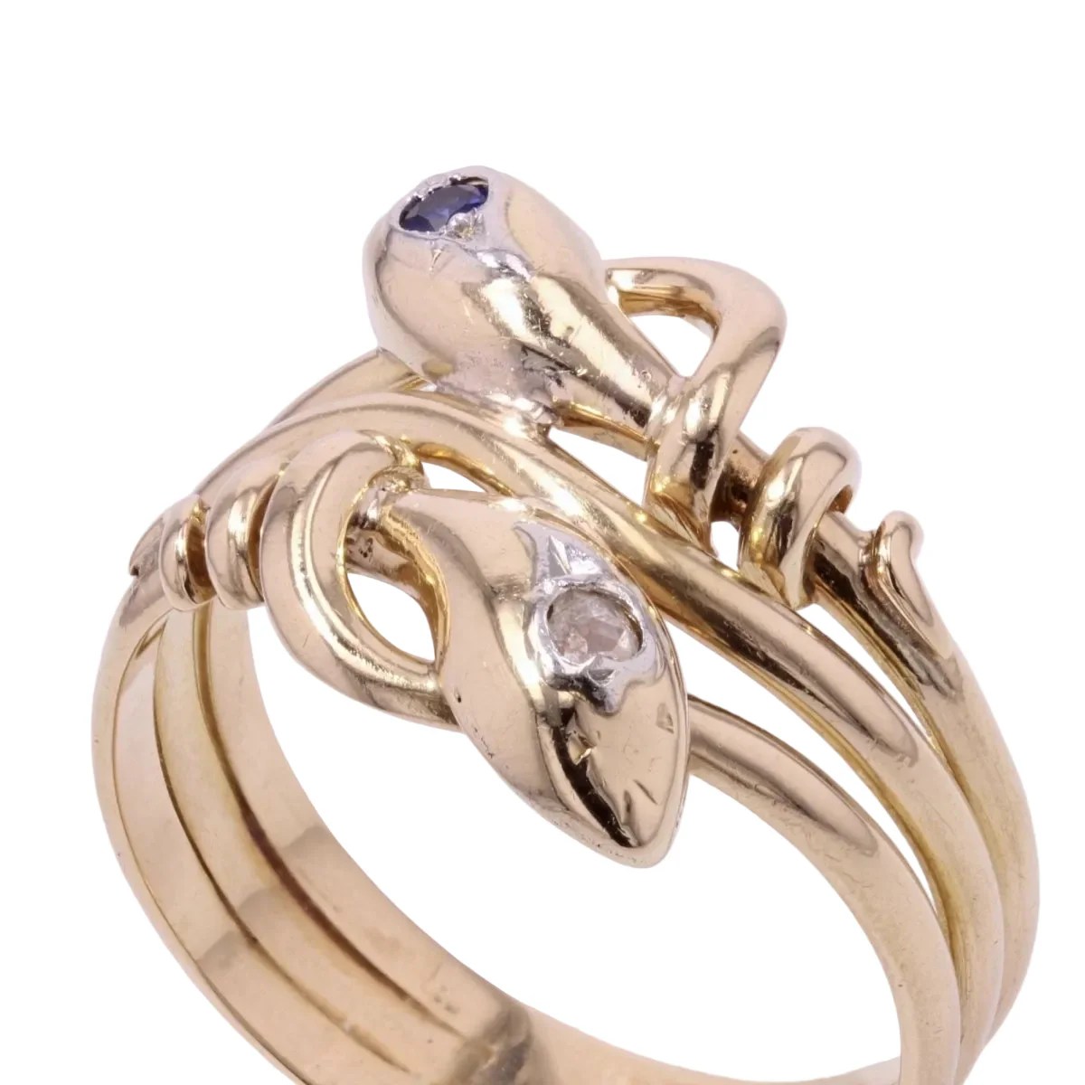 Bague en or jaune, saphir et diamant - Image 6