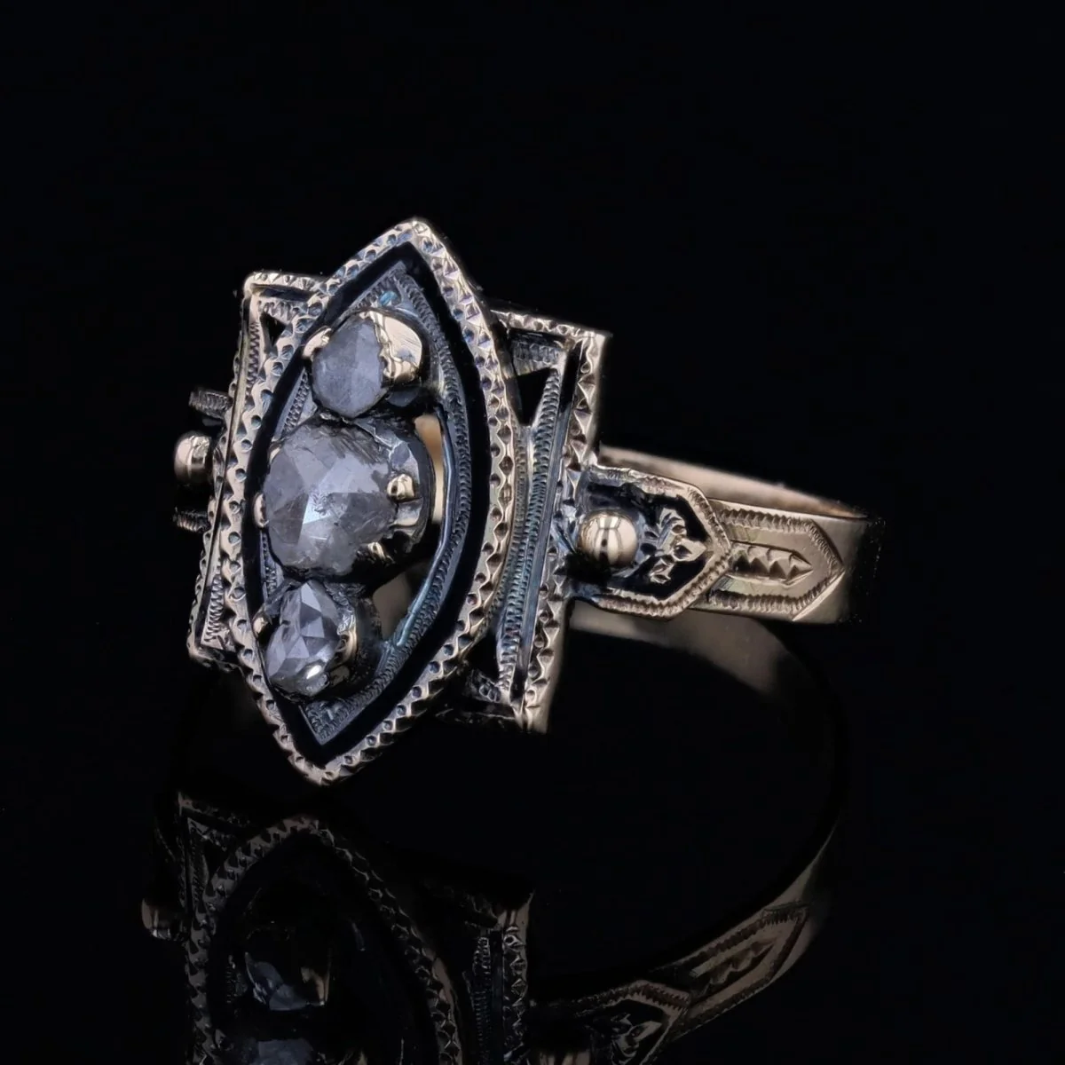 Bague ancienne en or rose et diamant - Image 8