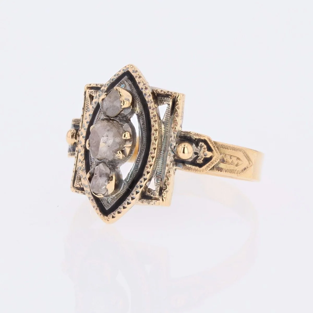 Bague ancienne en or rose et diamant - Image 9