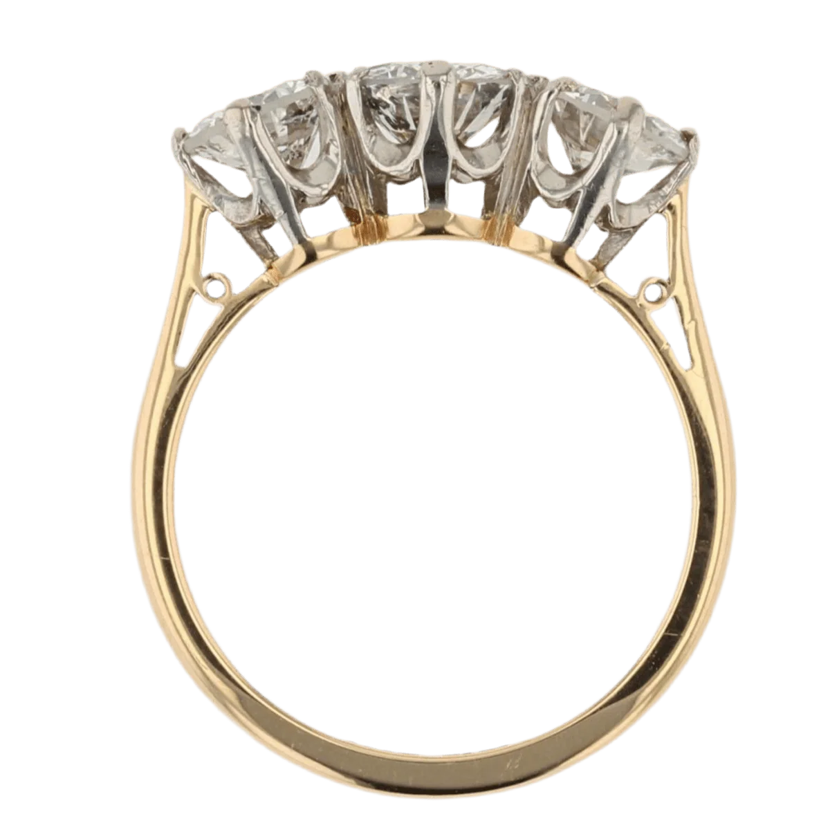 Bague Jarretière en or jaune, platine et diamants - Image 6