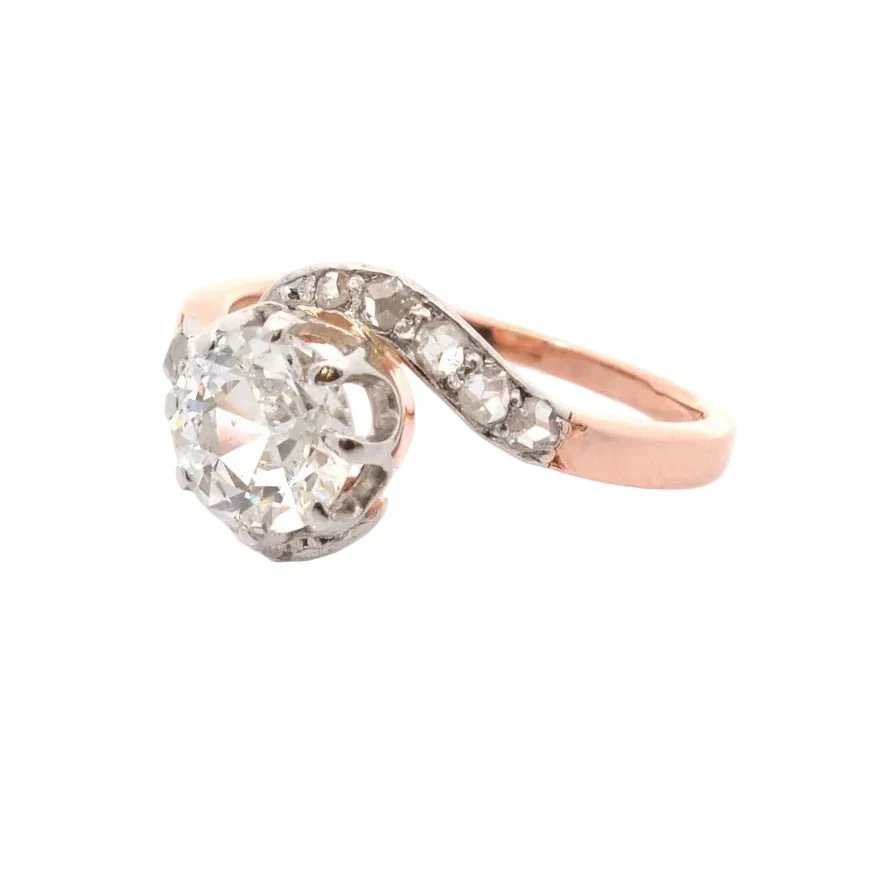Bague en or rose, platine et diamants - Image 2