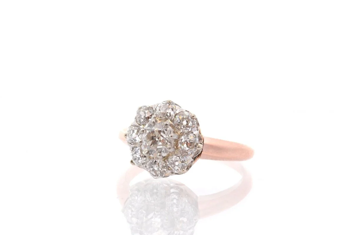 Bague ancienne diamants en or rose