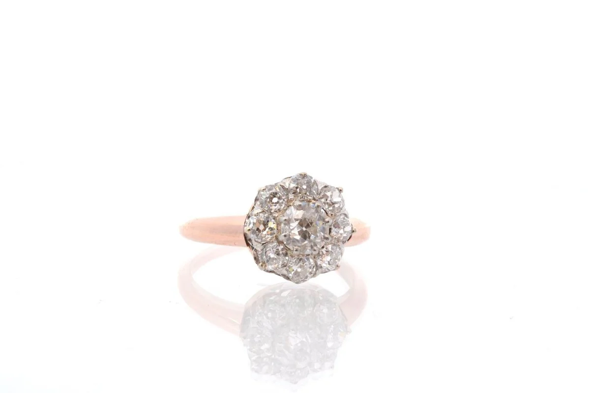Bague ancienne diamants en or rose - Image 4