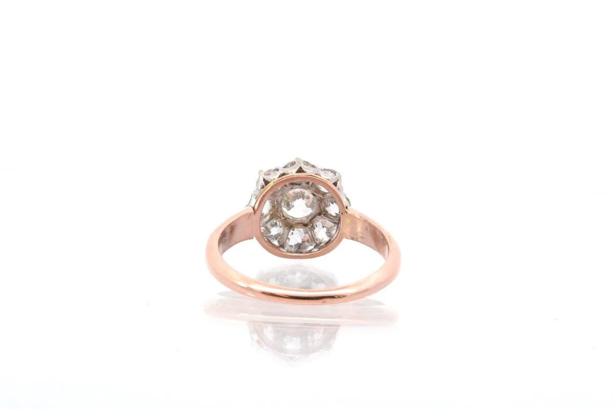 Bague ancienne diamants en or rose - Image 5