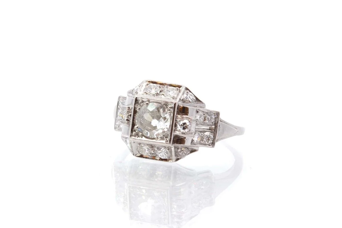Bague ancienne diamants en platine