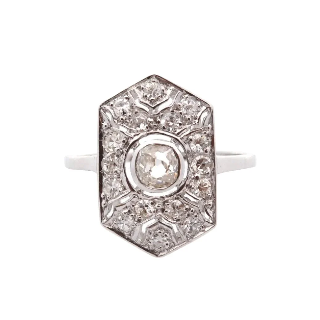 Bague Entourage en platine et diamants